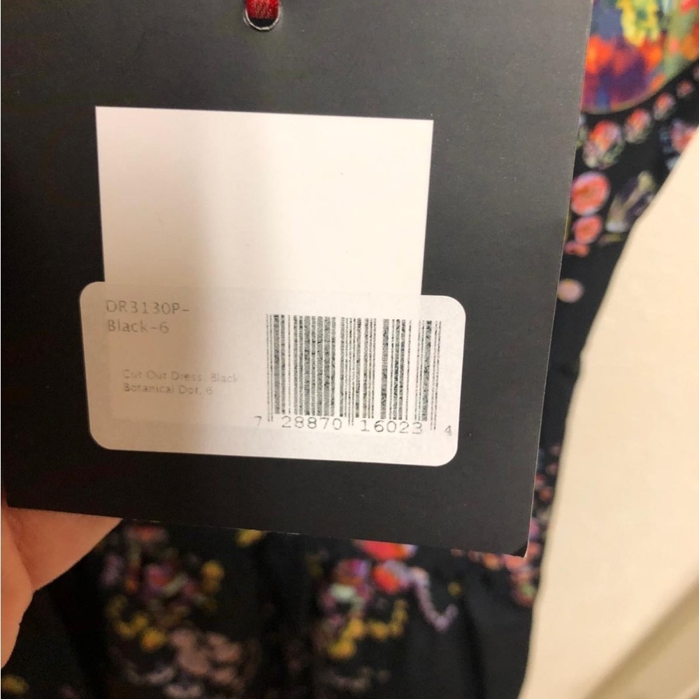 Cynthia Rowley "NWT" Cut Out Dress with Botanical Dot in Black Size 6 - Picture 8 of 10